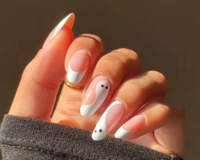 HALLOWEEN NAILS TUTORIAL: easy ghost